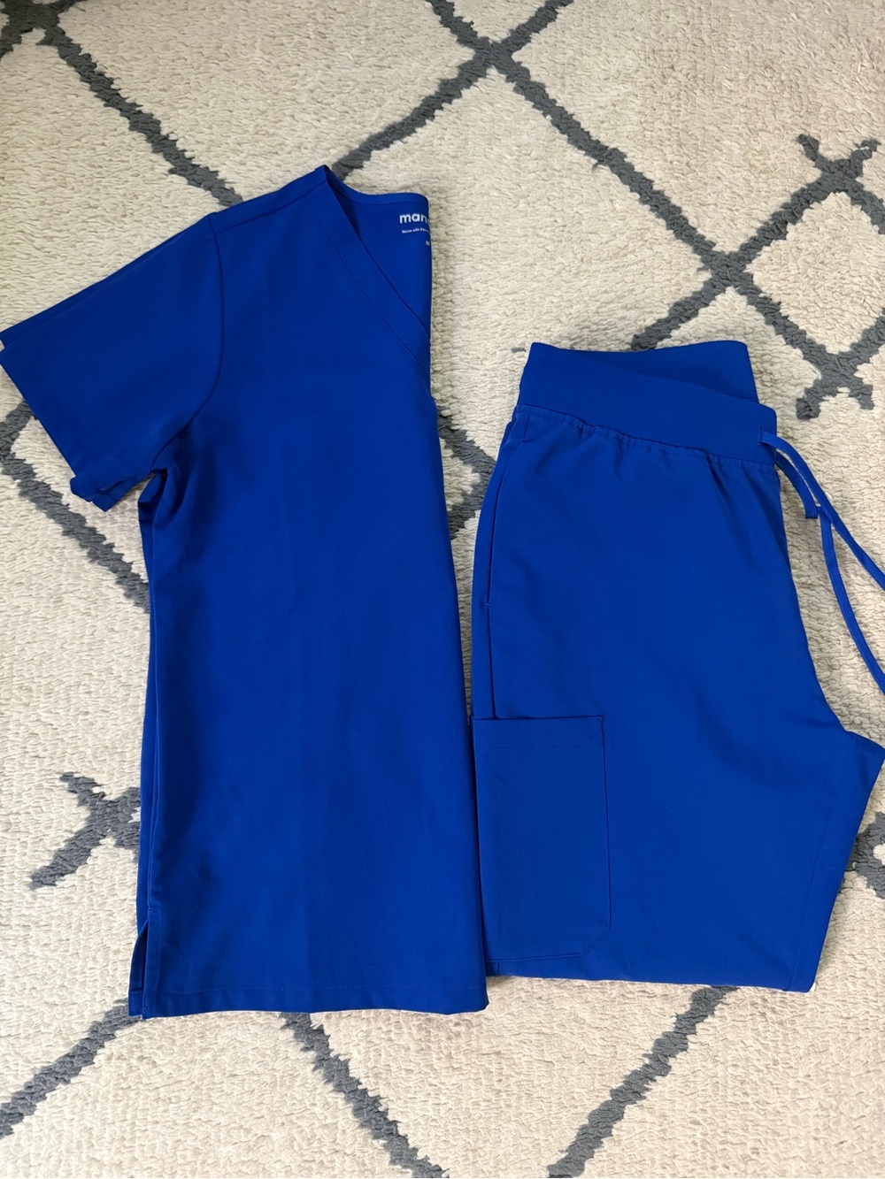 Mandala Scrub set Size M Royal Blue Jogger Scrub Pants with Drawstring